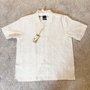 STITCH NOTE European Linen Shirt XXL NWT Beige Stripe